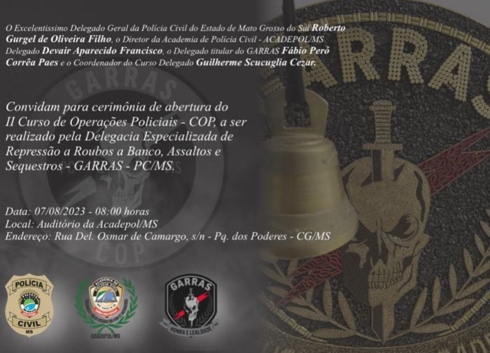 Curso de Operações Policiais tem abertura no dia 7 de agosto