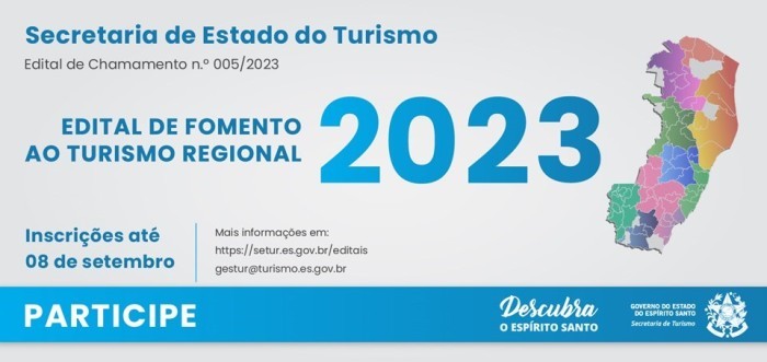 Secretaria do Turismo publica edital voltado para fortalecimento do turismo regional