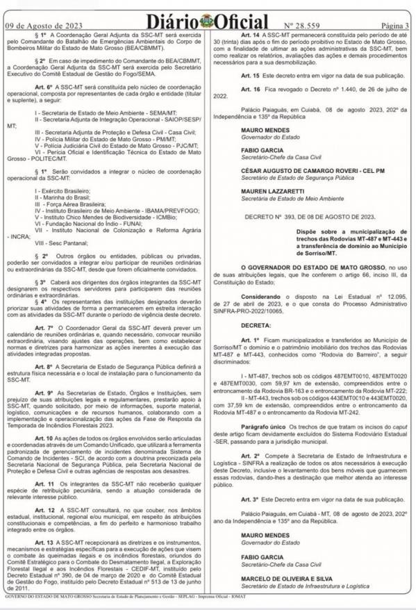 Foto: Reprodução/Prefeitura de Sorriso - MT