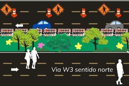 Fim de semana tem alteração no trânsito da W3 Sul 