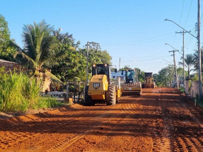 Governo do Amazonas avança na obra de pavimentação do sistema viário da comunidade Novo Céu, em Autazes