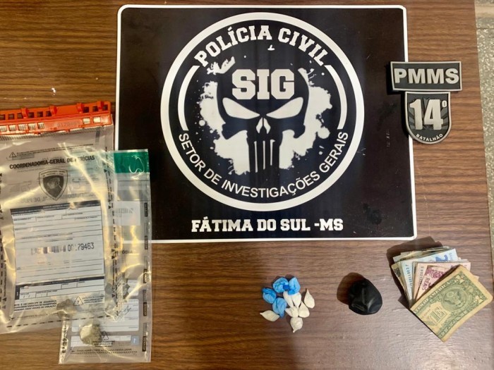 Em ação conjunta Polícia Civil e Polícia Militar prendem em flagrante autor de tráfico de drogas em Fátima do Sul