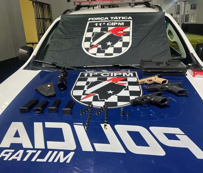 Força Tática da 11ª CIPM apreende três armas de fogo e prende criminosos na capital do MS