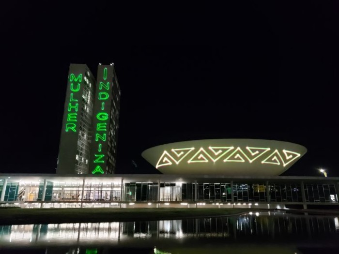 Projeção de luzes no Congresso Nacional - (Foto: Pierre Triboli/Câmara dos Deputados)