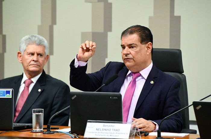 Nelsinho Trad na reunião em que foi reeleito à presidência do grupo - Foto: Roque de Sá/Agência Senado