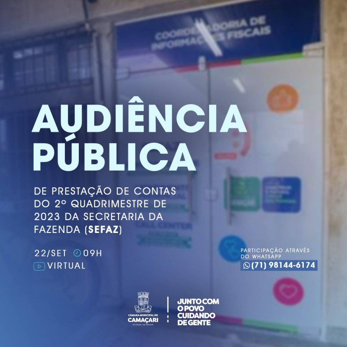 Audiência Pública de prestação de contas da Sefaz acontece nesta sexta-feira (22)