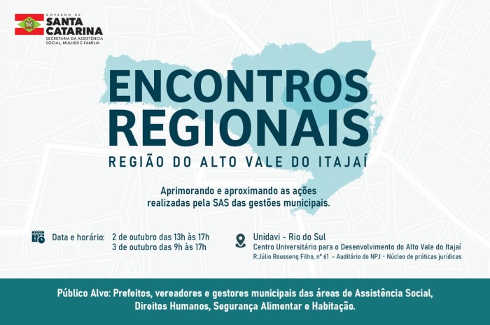 Secretaria de Assistência Social inicia em outubro série de Encontros Regionais para capacitação