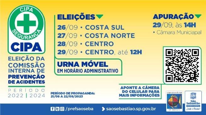 Votação para a eleição da CIPA da Prefeitura de São Sebastião será de 26 a 29 de setembro