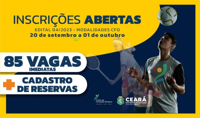 CFO abre 85 vagas para diversas modalidades esportivas