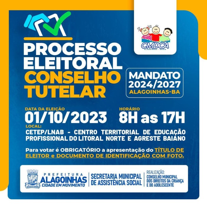Eleição para os membros do Conselho Tutelar acontece no dia 1° de outubro; conheça os candidatos!