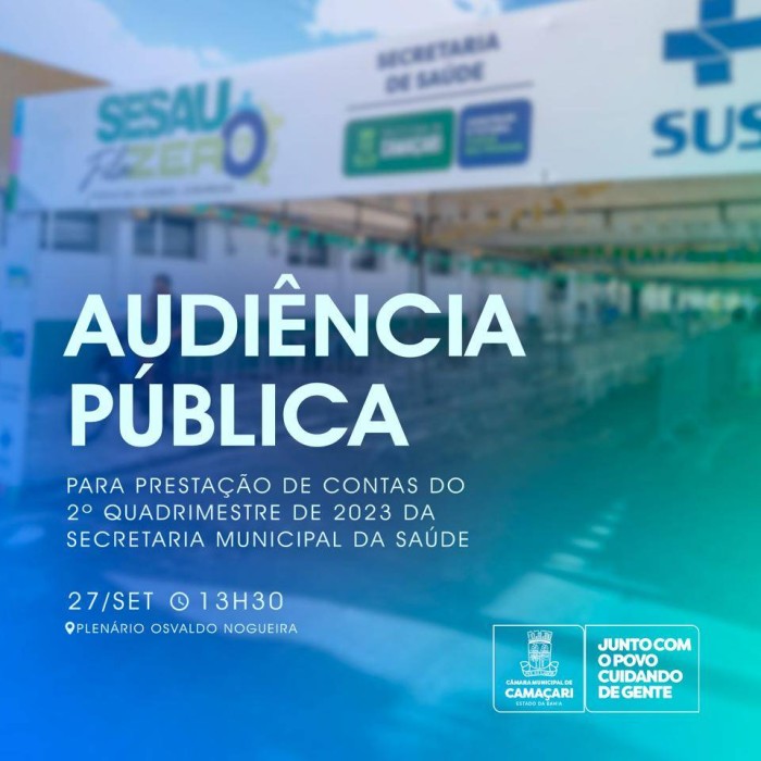 Audiência Pública para prestação de contas da Secretaria da Saúde acontece na quarta (27)