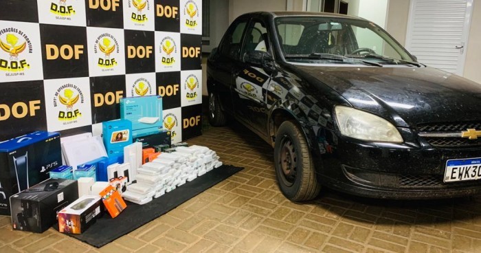 DOF apreende carro com mais de R$ 230 mil em eletrônicos em Ivinhema