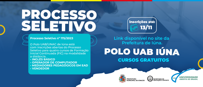 Polo UAB abriu Processo Seletivo para quatro cursos gratuitos