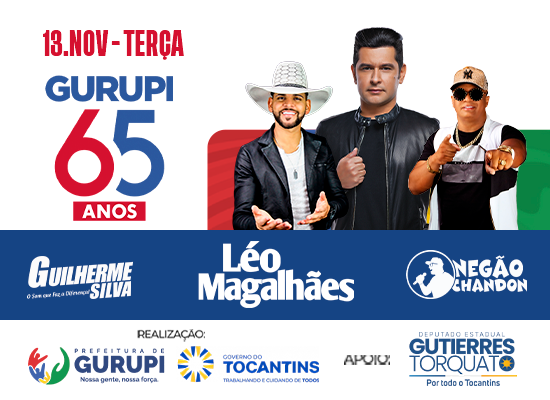 Prefeitura de Gurupi e Governo do Estado realizarão dois dias de shows em comemoração aos 65 anos da cidade