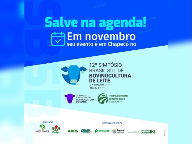 Chapecó recebe evento sobre pecuária de leite entre 7 e 9 de novembro