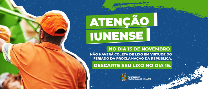 Prefeitura comunica que não haverá coleta de lixo nesta quarta-feira (15)