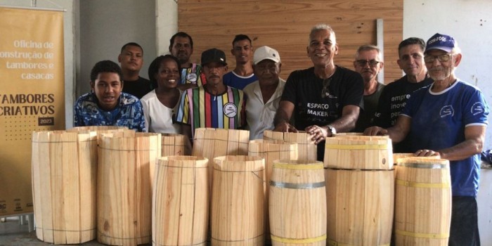 Funcultura: projeto Tambores Criativos 2023 realiza oficinas de construção de tambores e casacas de congo