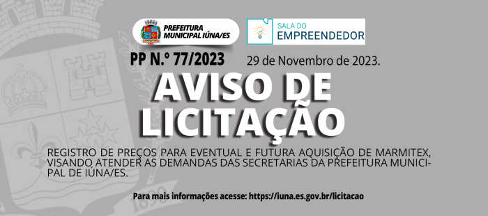 Aviso de Licitação PP Nº 77/2023