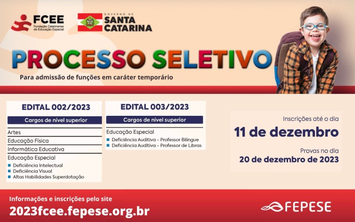 Fundação Catarinense de Educação Especial abre inscrições de processo seletivo para ACTs 2024
