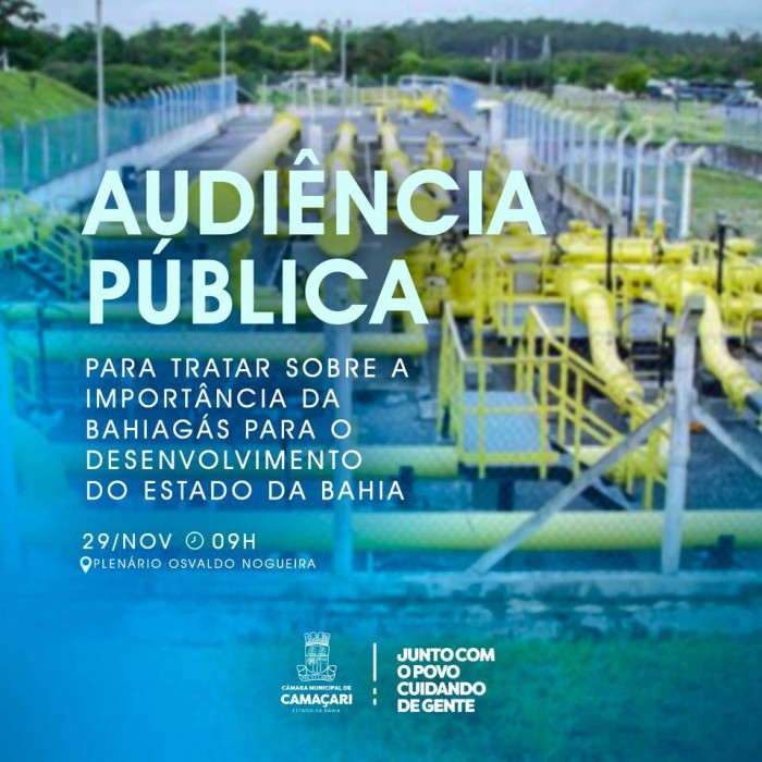 Audiência Pública na Câmara abordará importância da Bahiagás para o desenvolvimento do estado