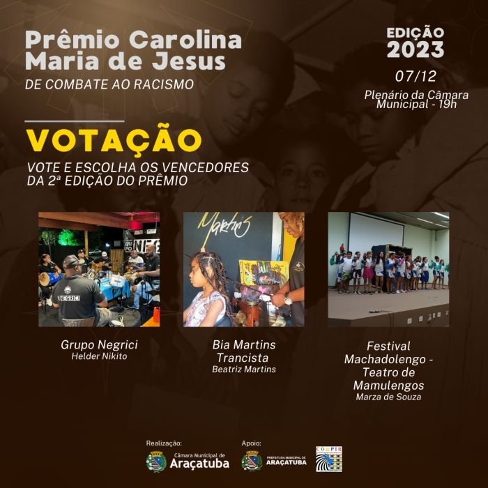 Público já pode votar em candidatos ao Prêmio Carolina Maria de Jesus