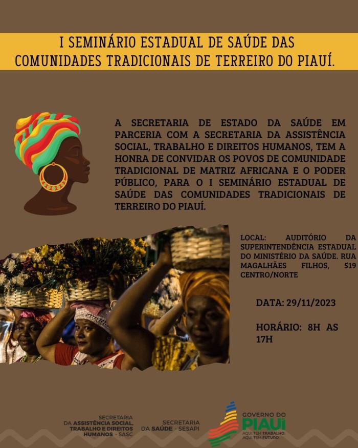 I Seminário Estadual de Saúde das Comunidades Tradicionais de Terreiro será realizado nesta quarta (29)