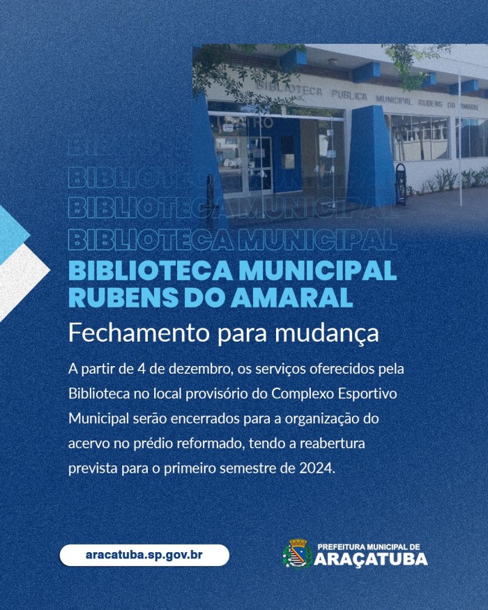 ENCERRAMENTO DO ATENDIMENTO PROVISÓRIO DA BIBLIOTECA MUNICIPAL