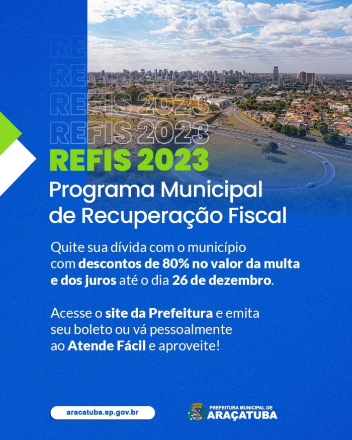  A Prefeitura informa que o REFIS 2023 está liberado