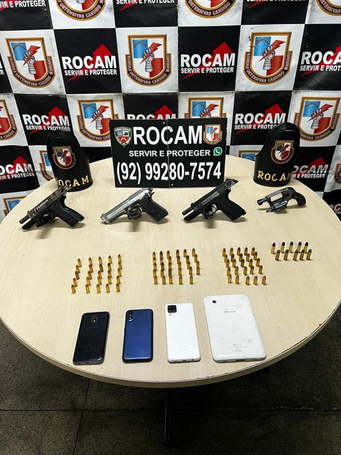 PMAM prende quatro homens por porte ilegal de arma de fogo na zona centro-oeste de Manaus