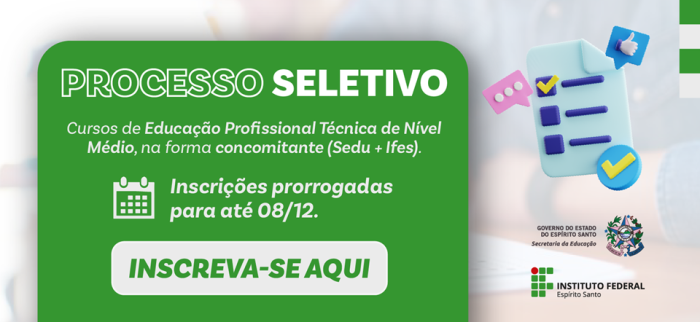 Termina nesta sexta-feira (08) período de inscrição para cursos de Educação Profissional Técnica de Nível Médio