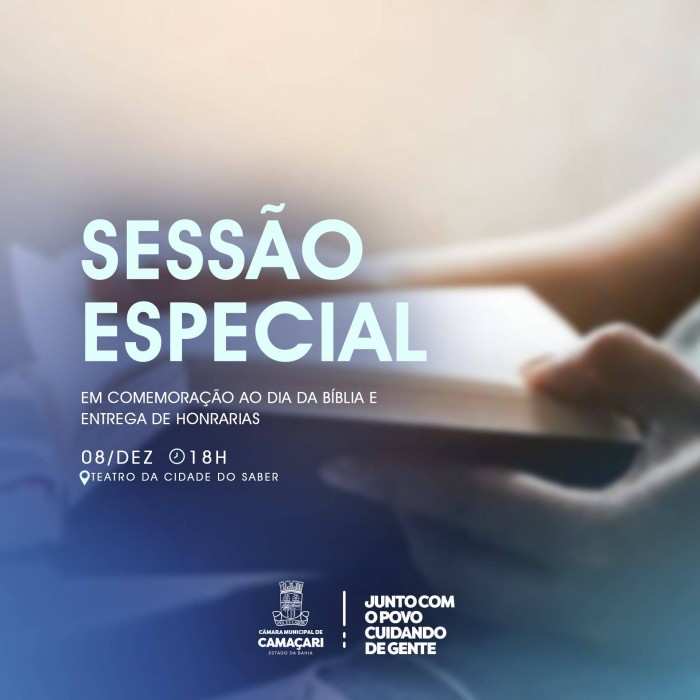 Sessão Especial em comemoração ao Dia da Bíblia contará com entregas de honrarias