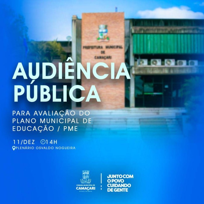 Audiência Pública para avaliação do Plano Municipal de Educação acontece na segunda (11)