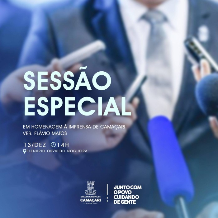 Sessão Especial na Câmara prestará homenagem à imprensa de Camaçari