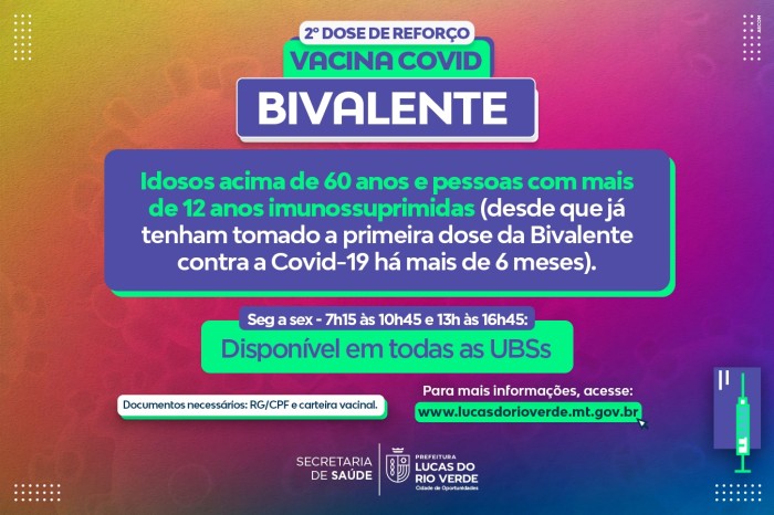 Dose de reforço da vacina Bivalente contra Covid-19 começa a ser aplicada em Lucas do Rio Verde