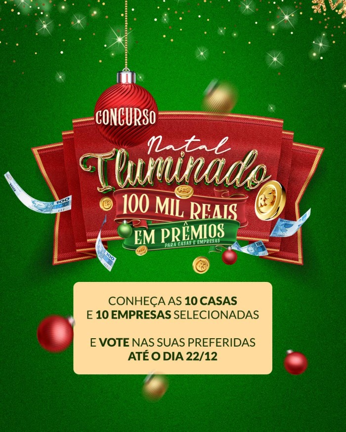População já pode votar nos finalistas do Concurso Natal Iluminado