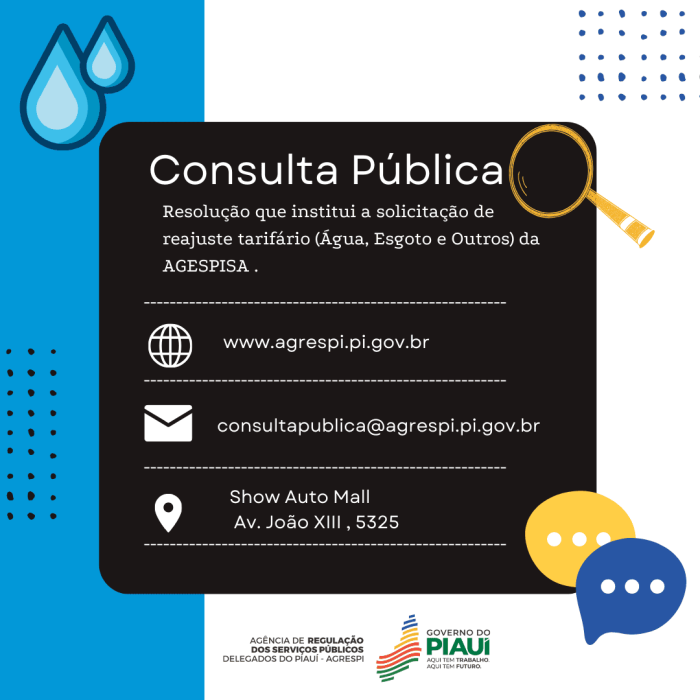 Agrespi abre consulta pública sobre reajuste de tarifa da Agespisa