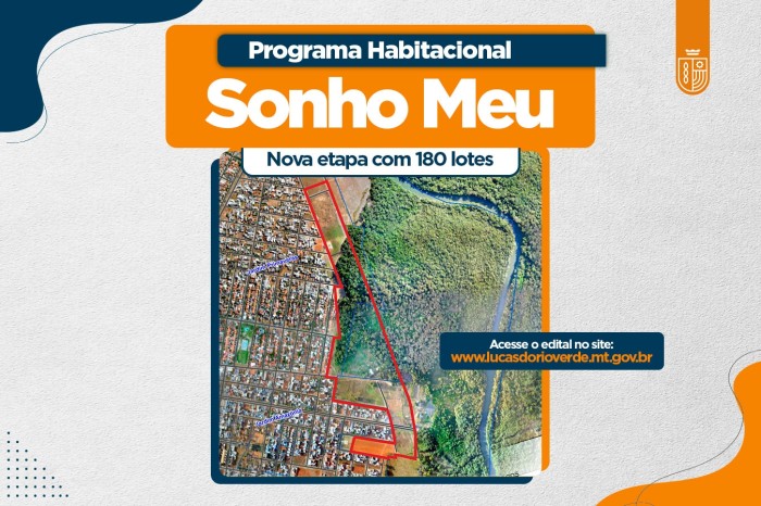 Sonho Meu: Agendamento de inscrição para 180 lotes inicia neste sábado (06)