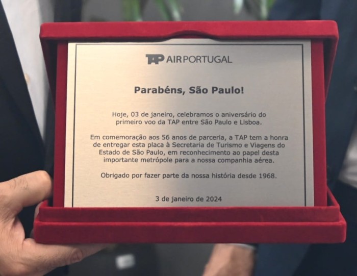 Placa representando mais de meio século de trabalho em conjunto