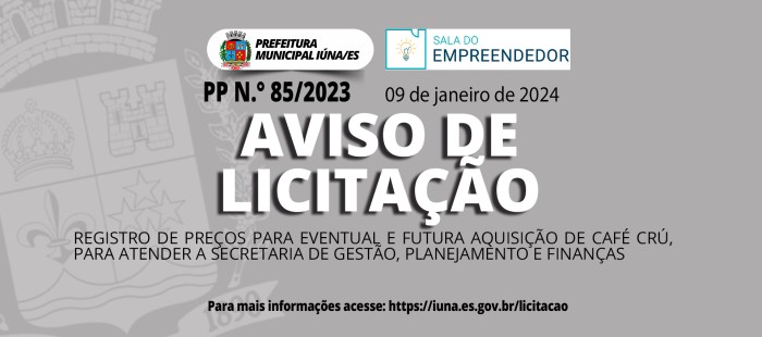 Aviso de Licitação PP Nº 85/2023