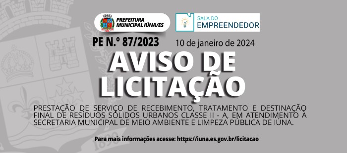 Aviso de Licitação PE Nº 87/2023