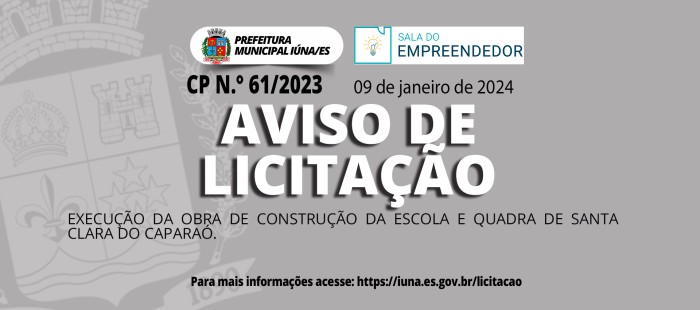 Aviso de Licitação CP Nº 61/2023