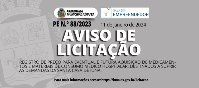 Aviso de Licitação PE Nº 88/2023
