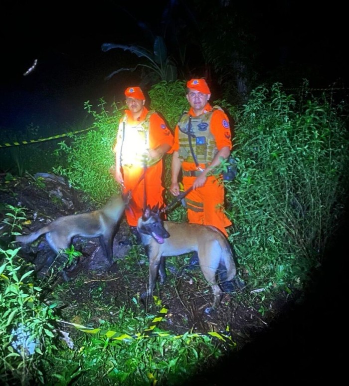 Cães de resgate do Corpo de Bombeiros auxiliaram trabalho de busca por corpo em Presidente Figueiredo