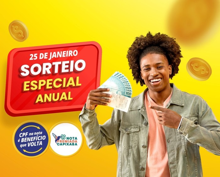 Sorteio especial anual do Nota Premiada Capixaba vai distribuir quase R$ 400 mil no próximo dia 25 de janeiro
