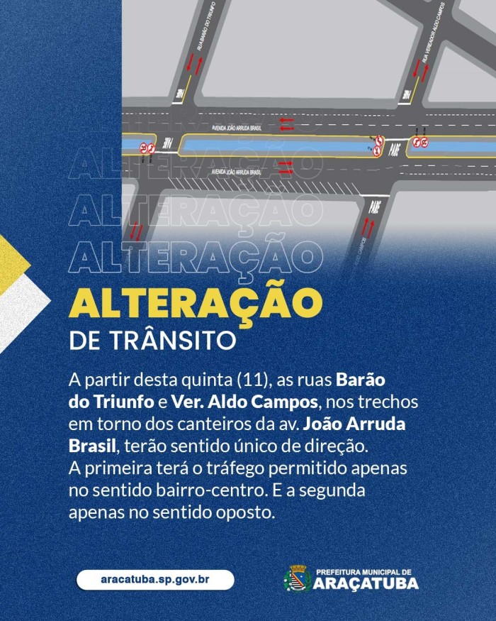 Araçatuba tem alteração de trânsito no bairro São Joaquim
