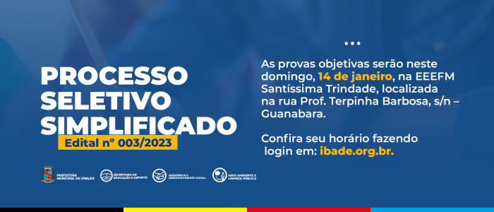 Provas do Processo Seletivo acontecem neste domingo (14)