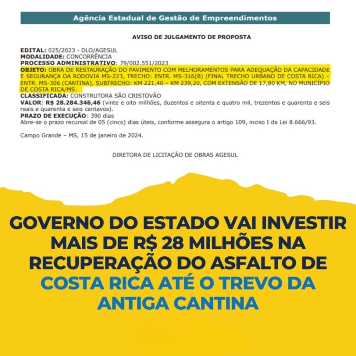 Construtora São Cristóvão é escolhida para restaurar quase 18 quilômetros de...