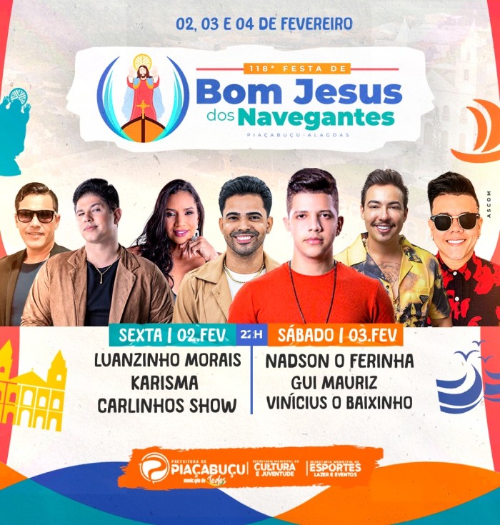Festa de Bom Jesus dos Navegantes 2024 terá shows de Nadson, Karisma, Luanzinho Morais e mais