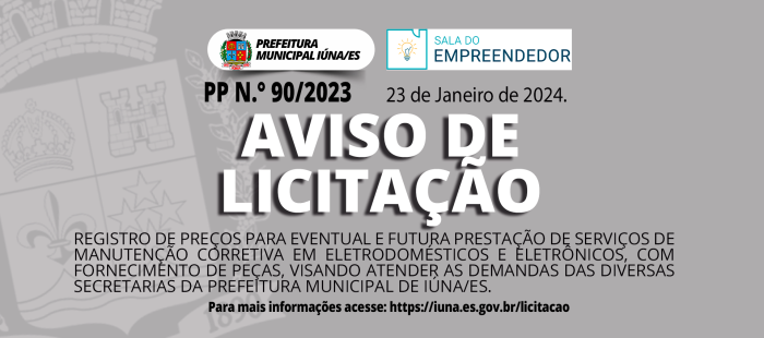 Aviso de Licitação PP Nº 90/2023