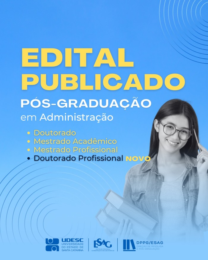 Udesc Esag publica edital de vagas para novo Doutorado Profissional em Administração